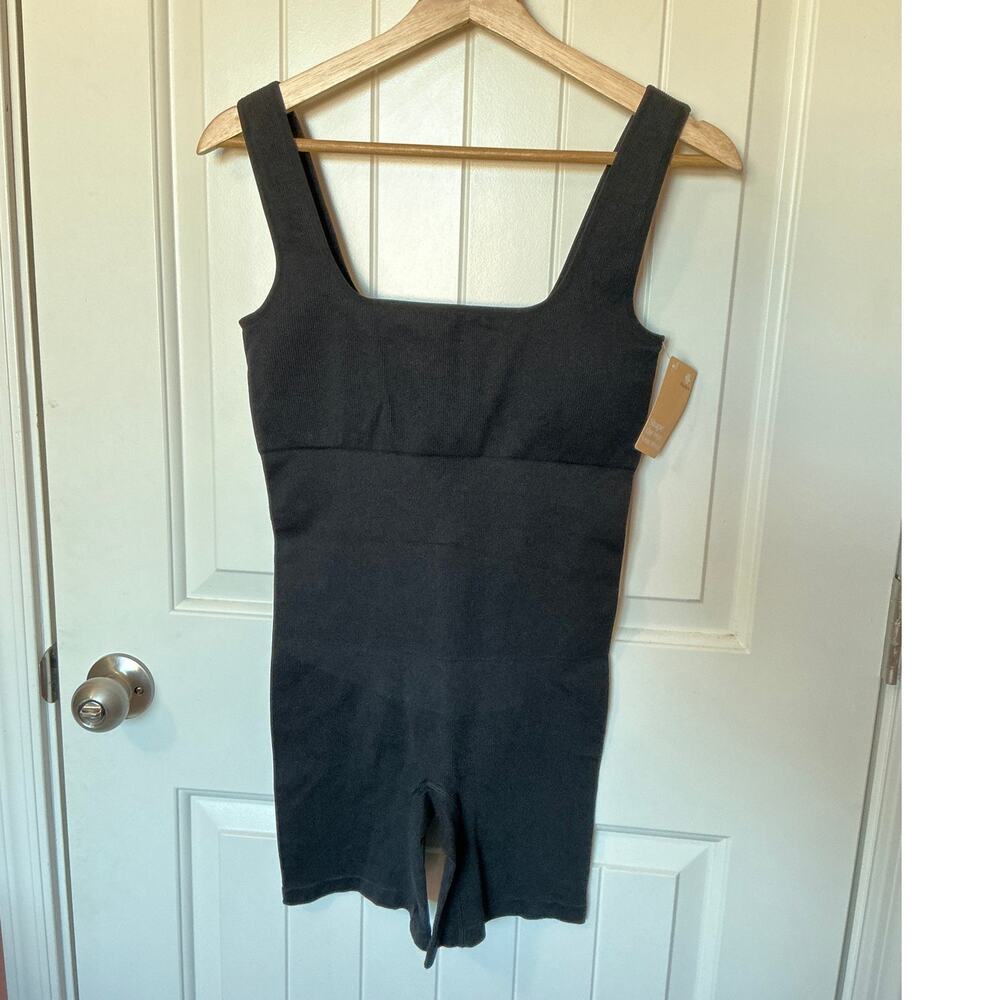 NWT Popilush Shapewear Seamless Square Neck Smoothing Sport Romper Large Black